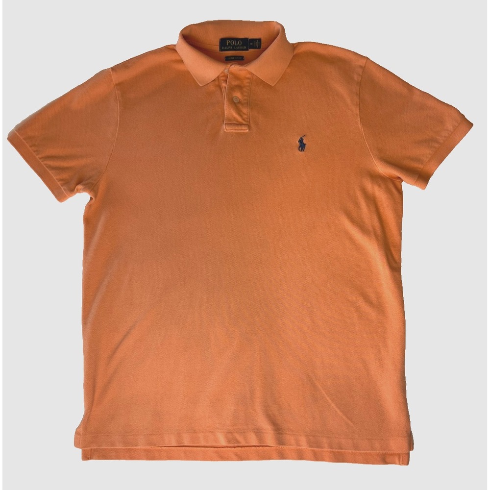 Polo Ralph Lauren Mens M Orange Custom Slim Fit Pique Polo Shirt Pony Logo